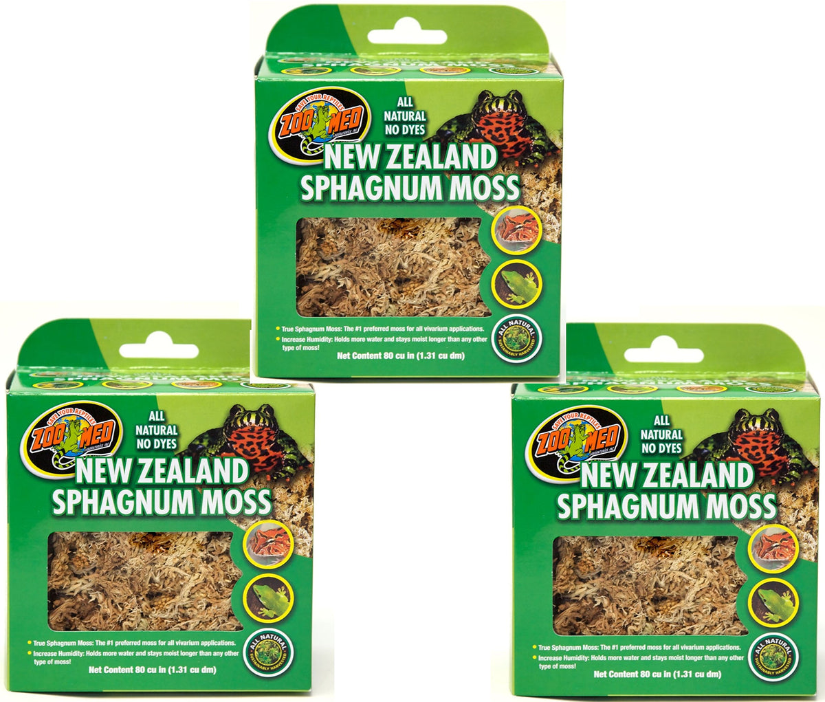 Zoo Med Musgo Sphagnum Nueva Zelanda, paquetes de 80 ci, ayuda a conservar humedad para terrarios.