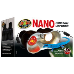 Lámpara domo Nano Combo de Zoo Med para terrarios pequeños, ideal para geckos y reptiles jóvenes.
