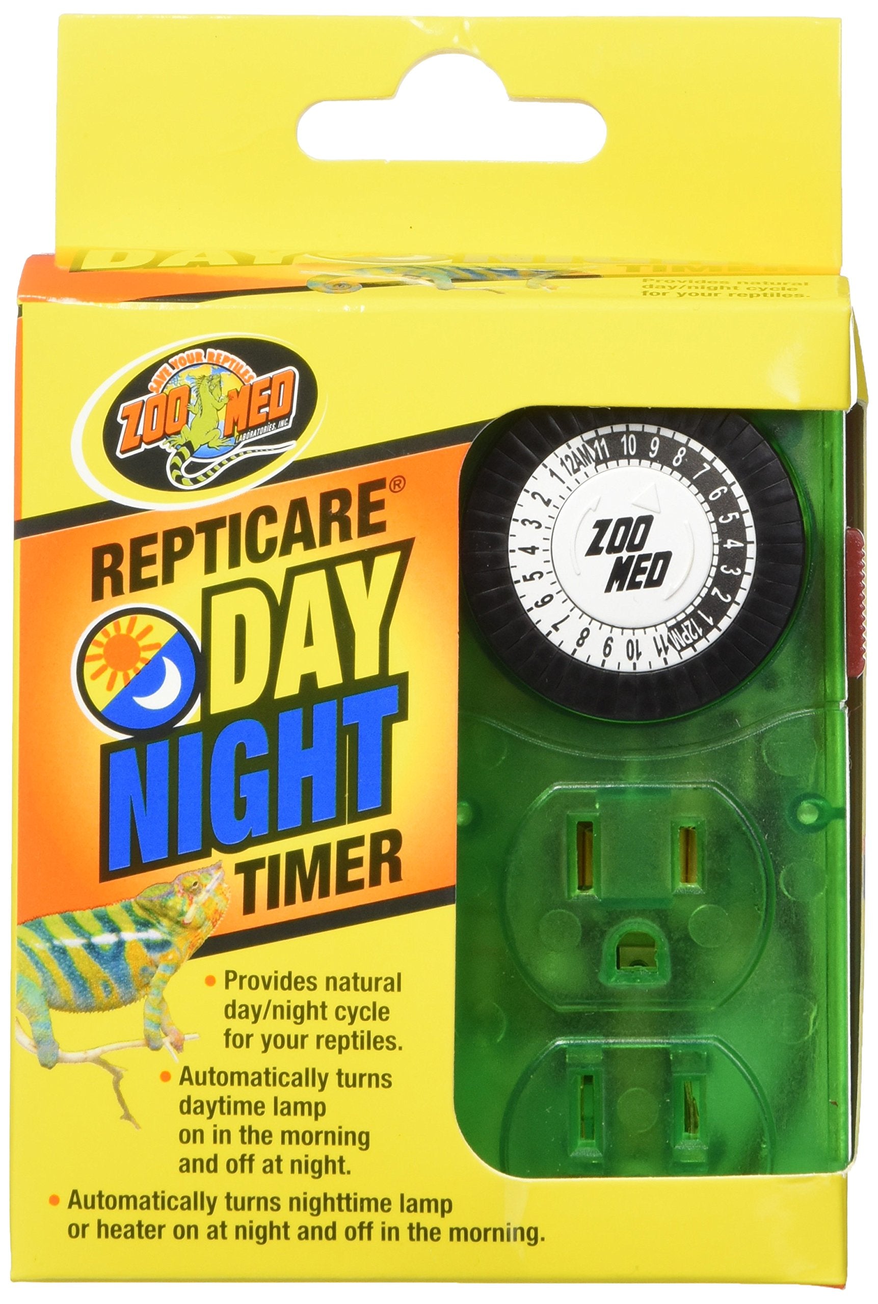 Zoo Med ReptiCare Timer visto de frente con control analógico para terrario