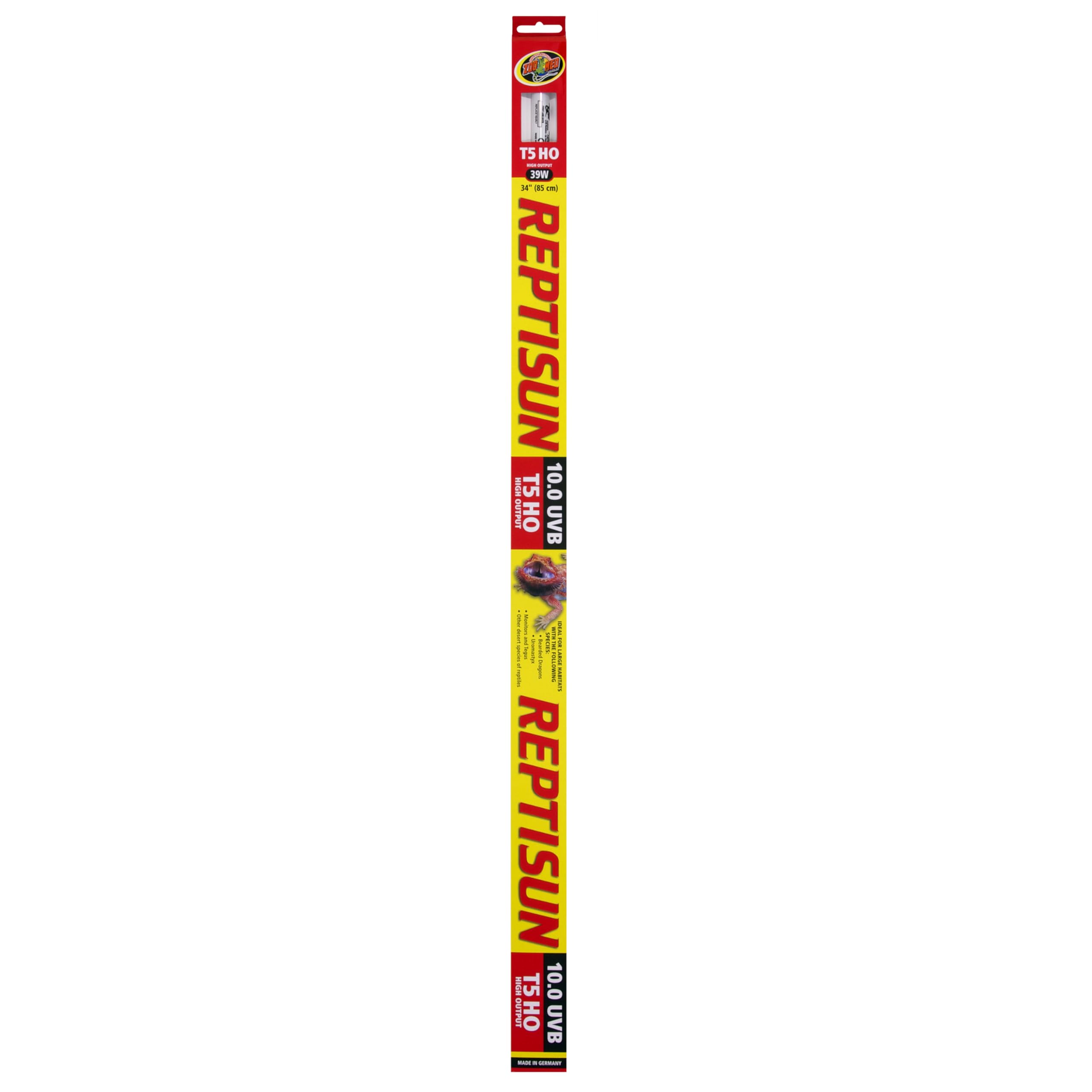 Zoo Med Reptisun 34‑inch 10.0 UVB ofrece luz UVB más intensa para terrarios grandes.