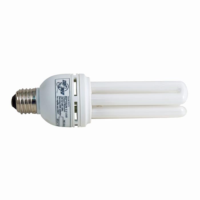 Zoo Med ReptiSun 5.0 UVB – lámpara compacta horizontal brindando luz visible y UVA