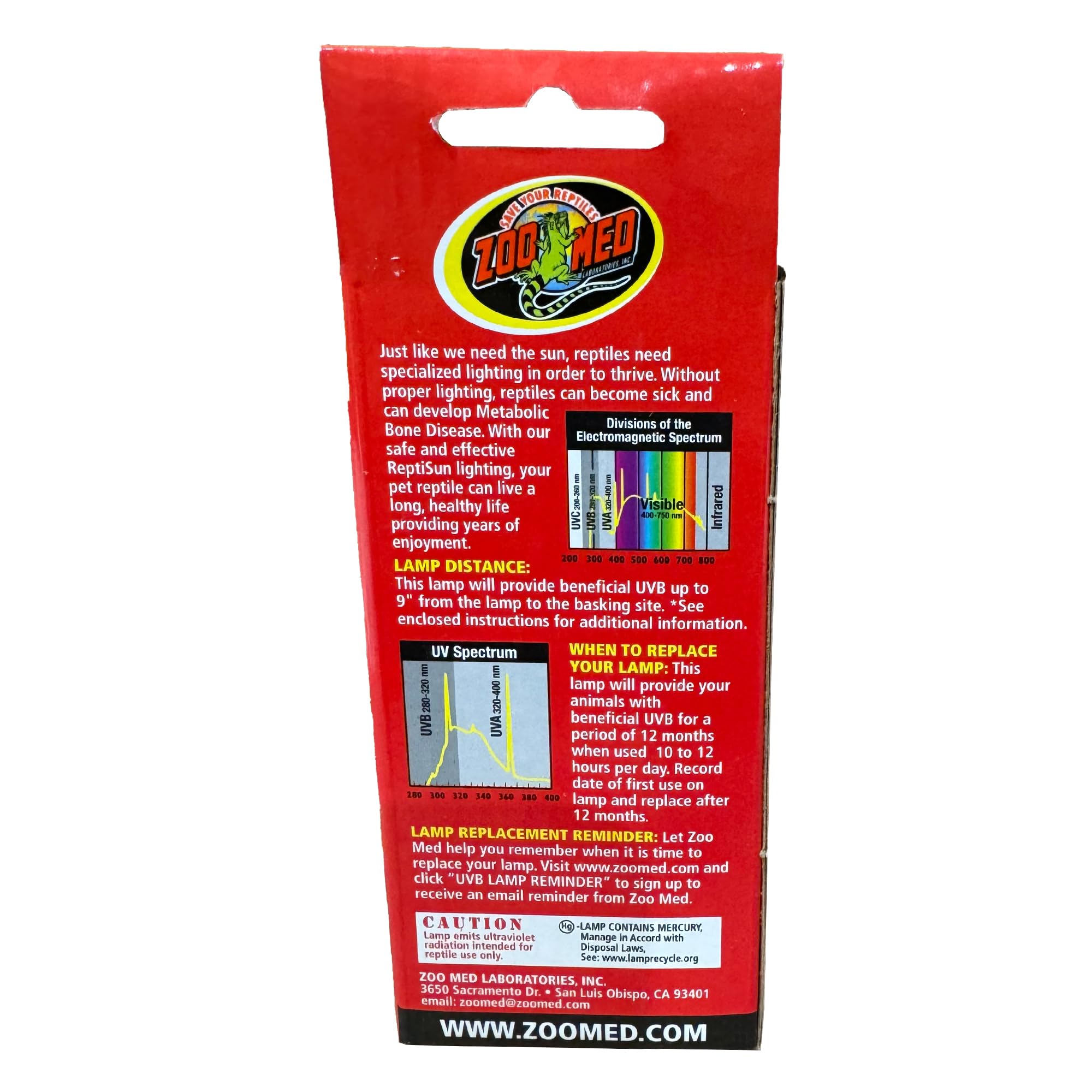 Zoo Med Reptisun 5.0 UVB Mini, detalle del tubo, UVB eficiente para reptiles.
