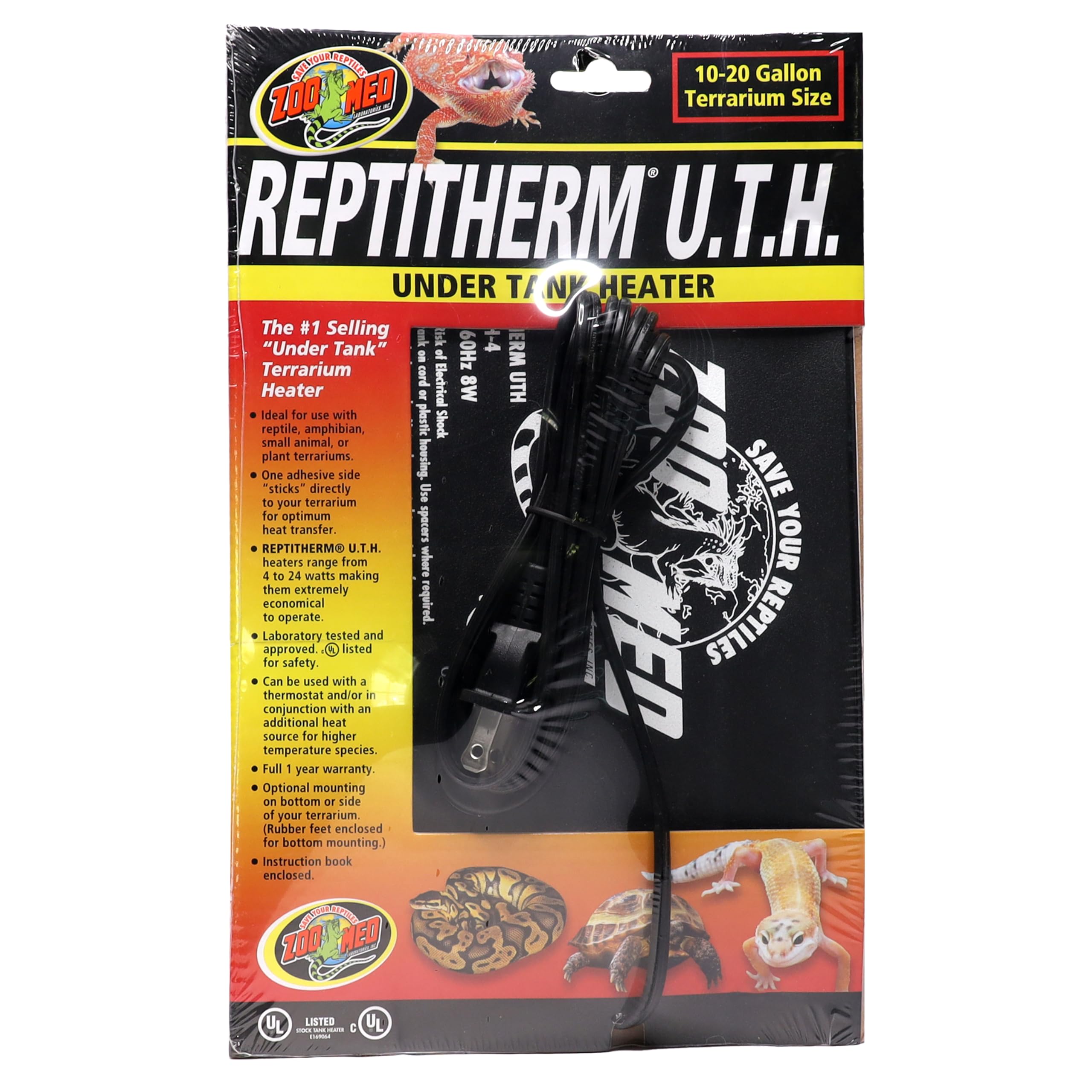 Zoo Med Reptitherm subtanque 10-20 gal, calor estable para reptiles en terrarios