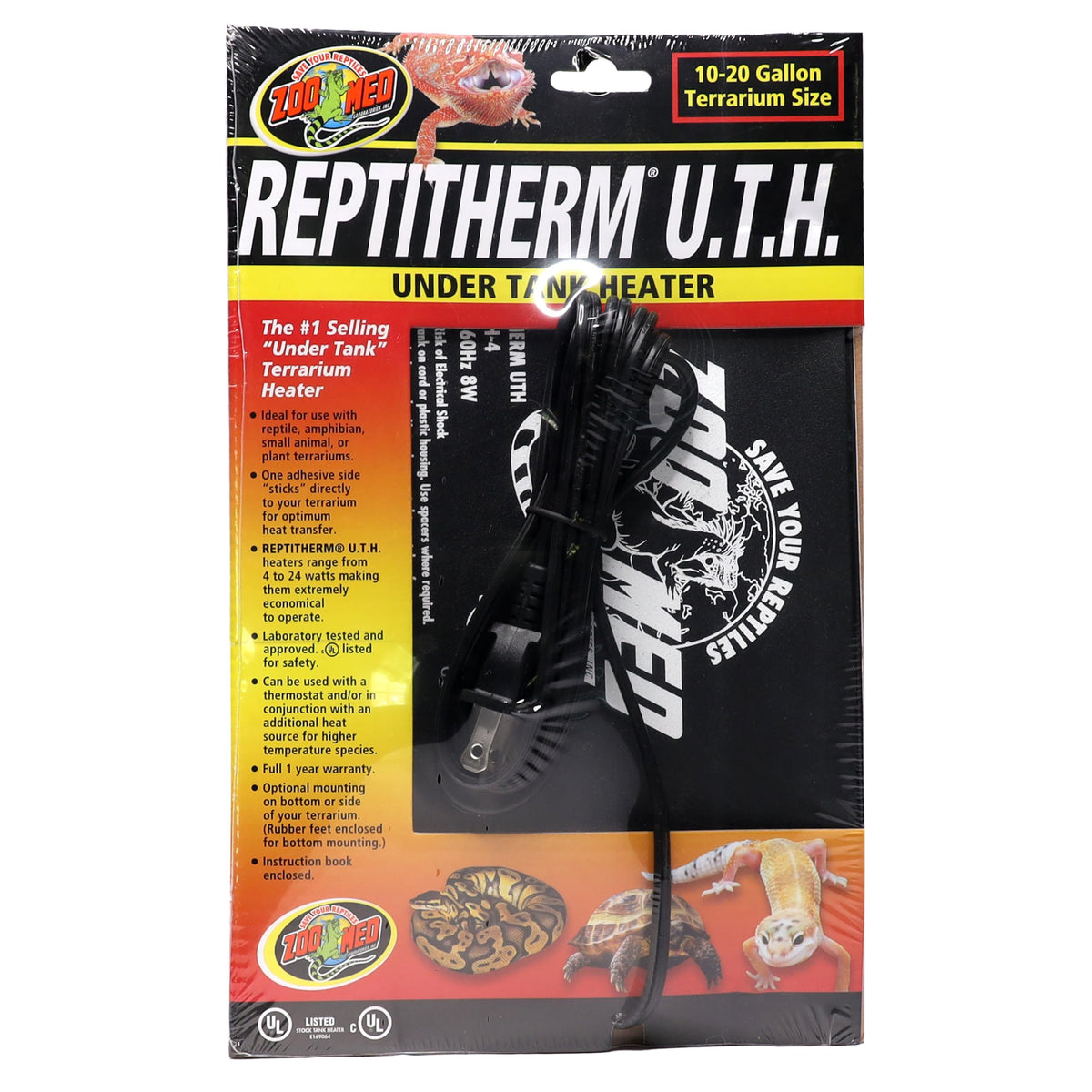 Zoo Med Reptitherm subtanque 10-20 gal, calor estable para reptiles en terrarios