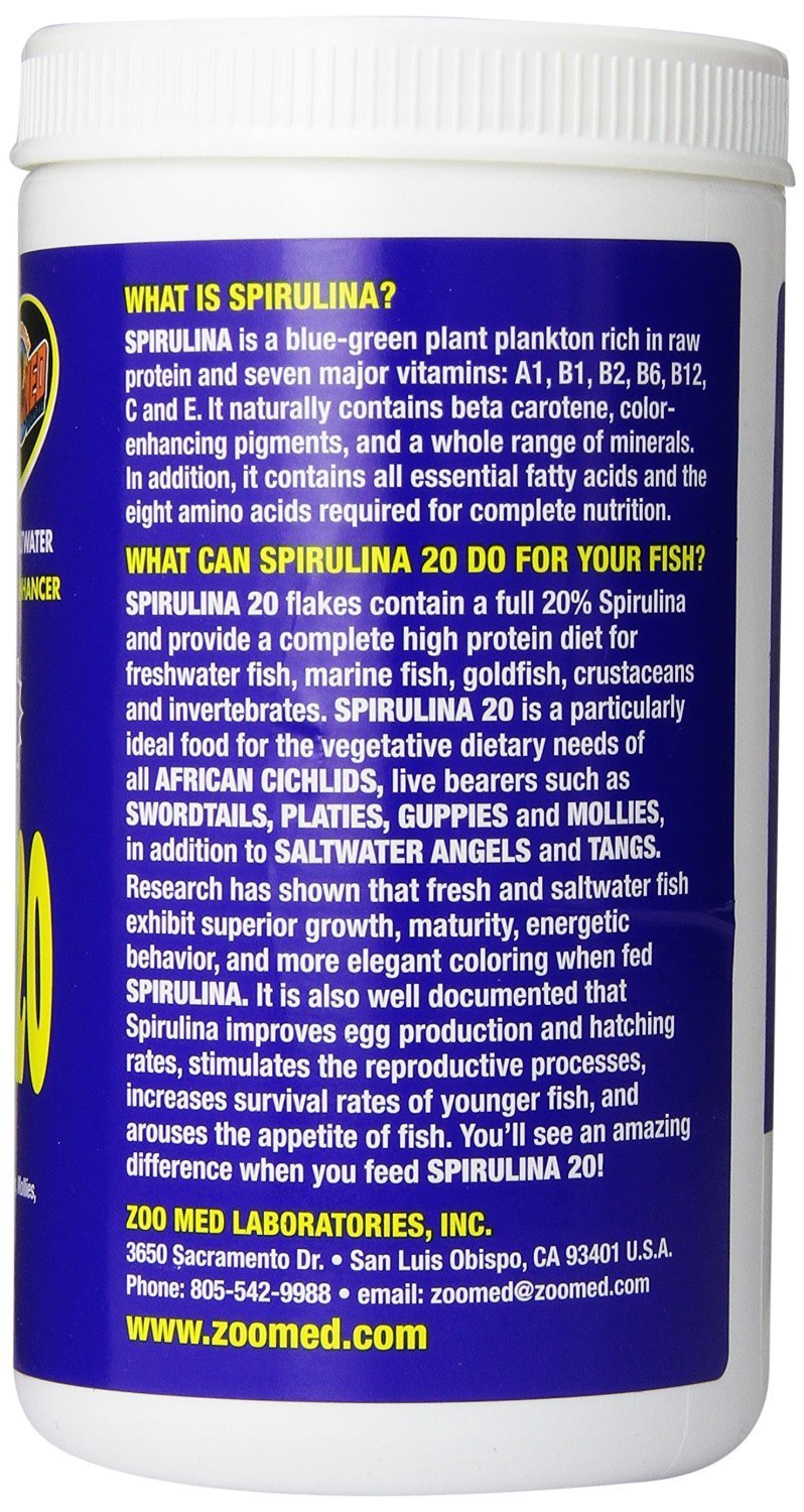 Zoo Med Spirulina 20 copos, peces comiendo en acuario