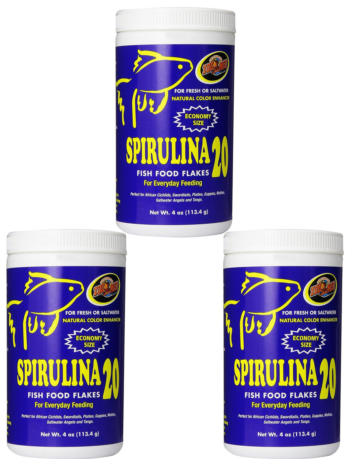 Zoo Med Spirulina 20 copos, paquete; nutrición balanceada para peces