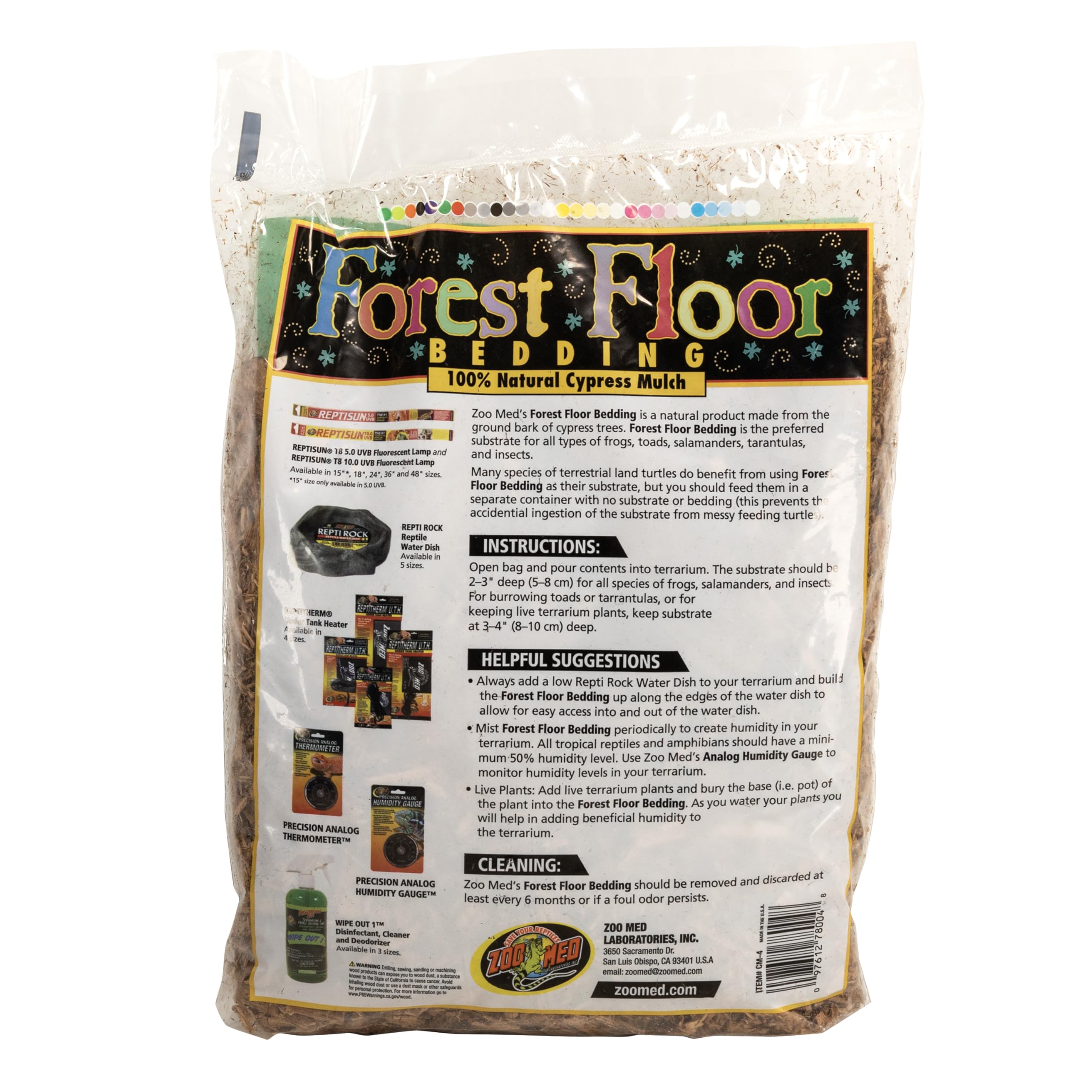 Zoo Med Forest Floor: humedad constante gracias al sustrato forestal para reptiles.