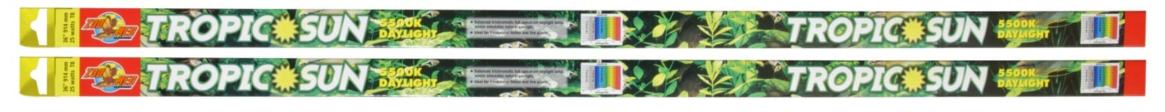 Zoo Med Tropic Sun 5500K, luz diurna T8 para acuario, realza colores y plantas.