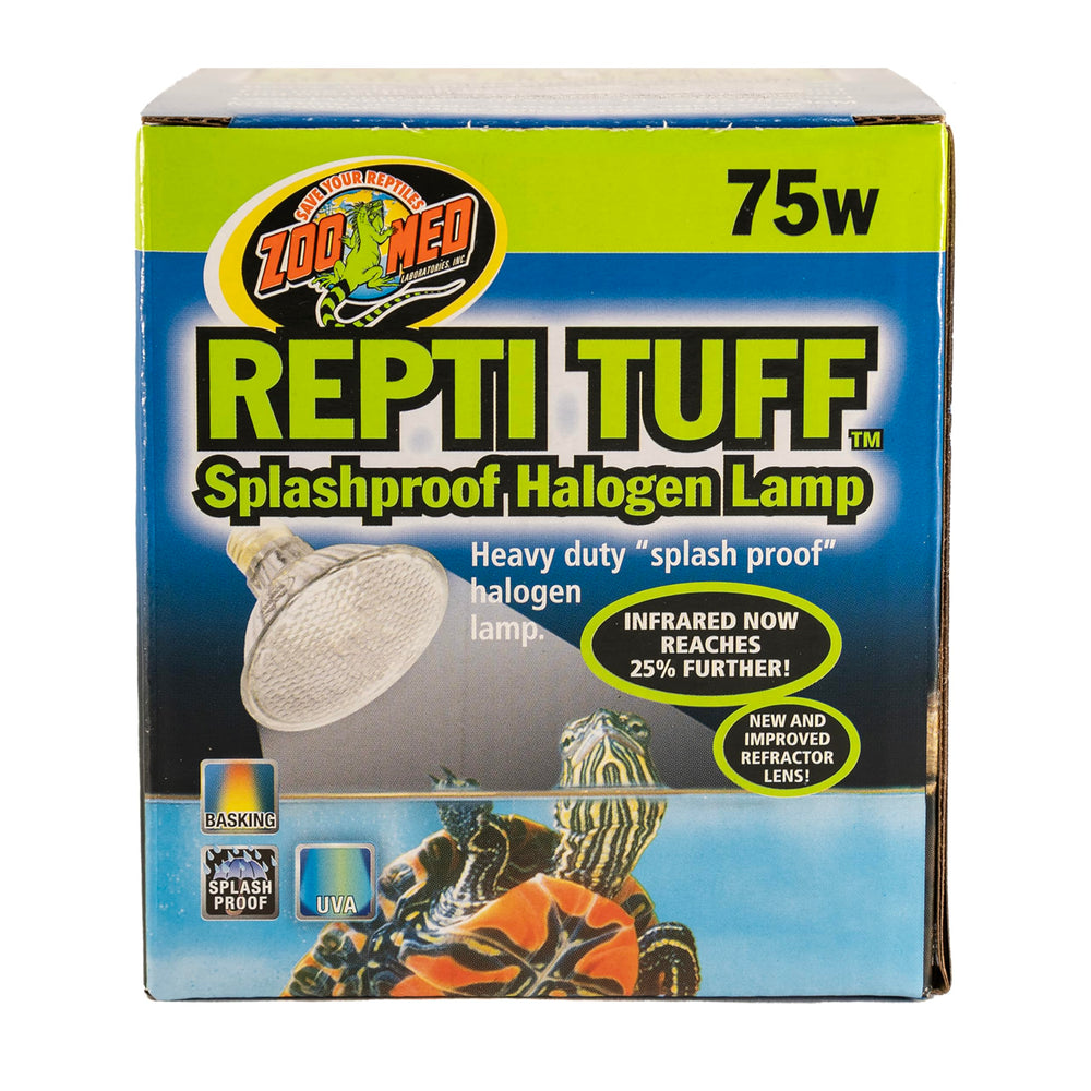 Zoo Med Turtle Tuff, lámpara halógena a prueba de salpicaduras, ideal para tortugas acuáticas.