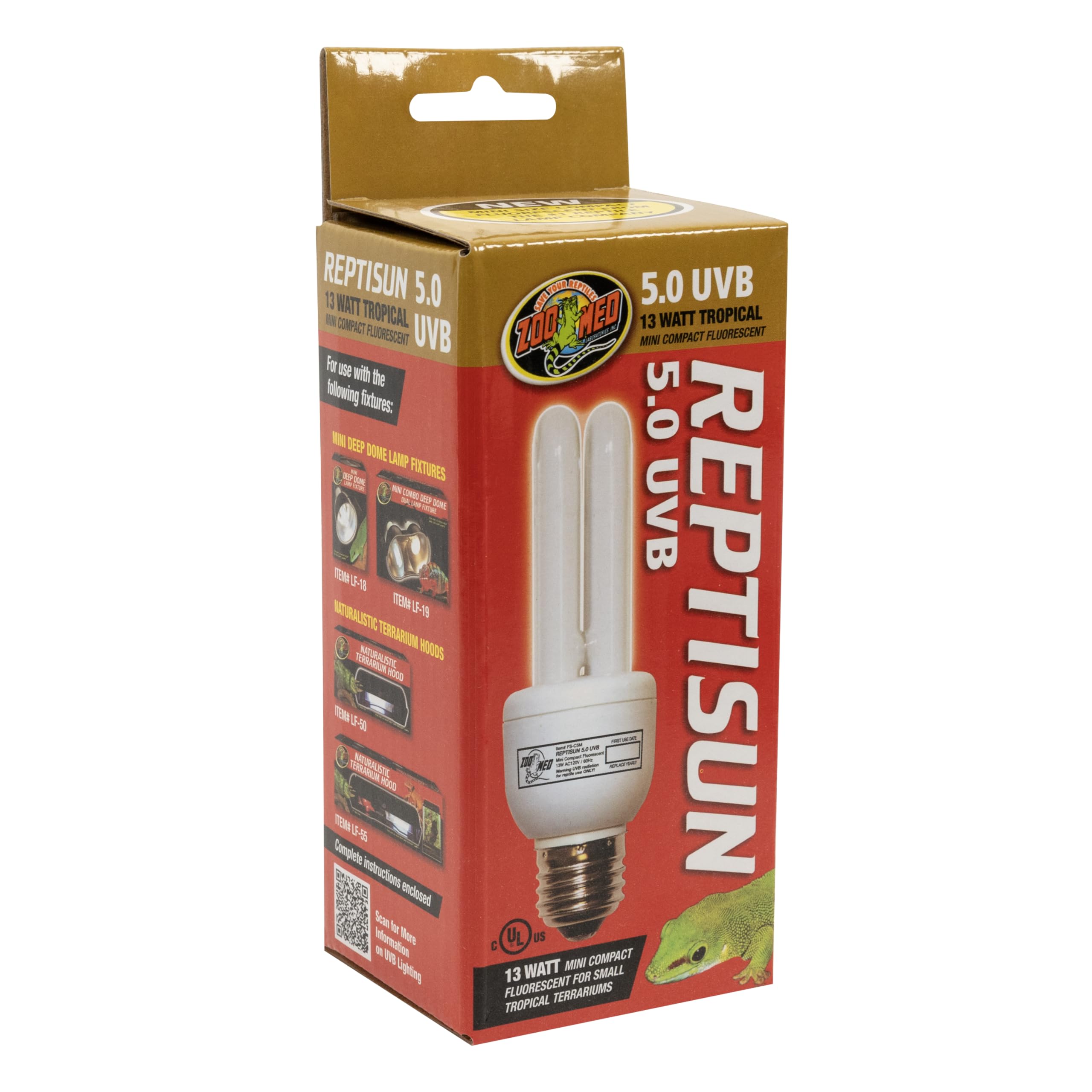 Zoo Med ReptiSun 5.0 Mini, ideal para tanques pequeños y espacios reducidos.