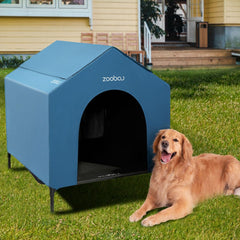 Casa de perro elevada Zooba de 42 pulgadas; amplio espacio para perros grandes.