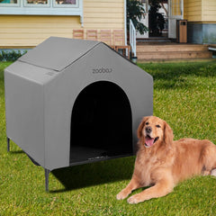 Caseta exterior Zooba para perros grandes, refugio seguro al aire libre.