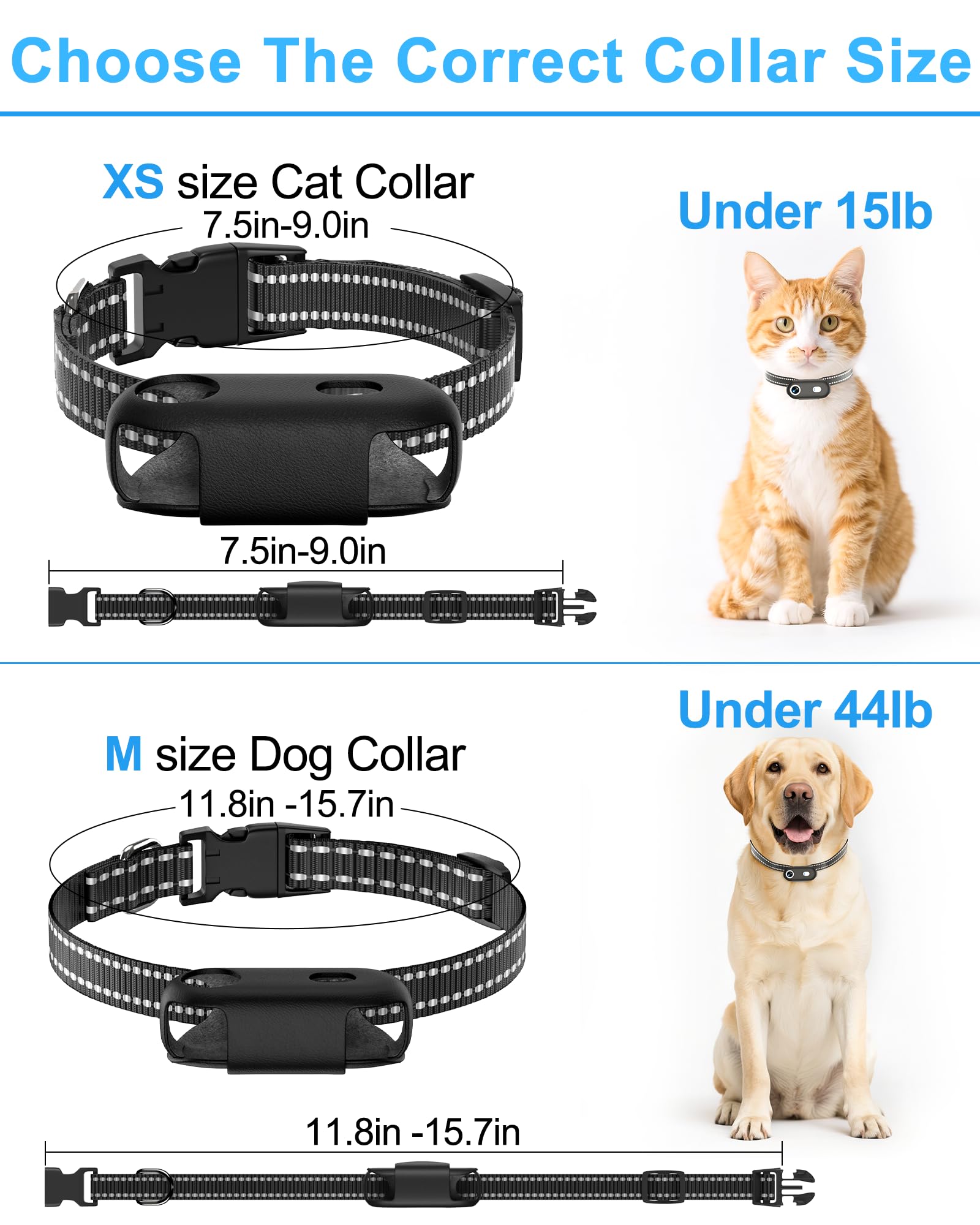 Collar ligero de 0,6 onzas para uso prolongado.