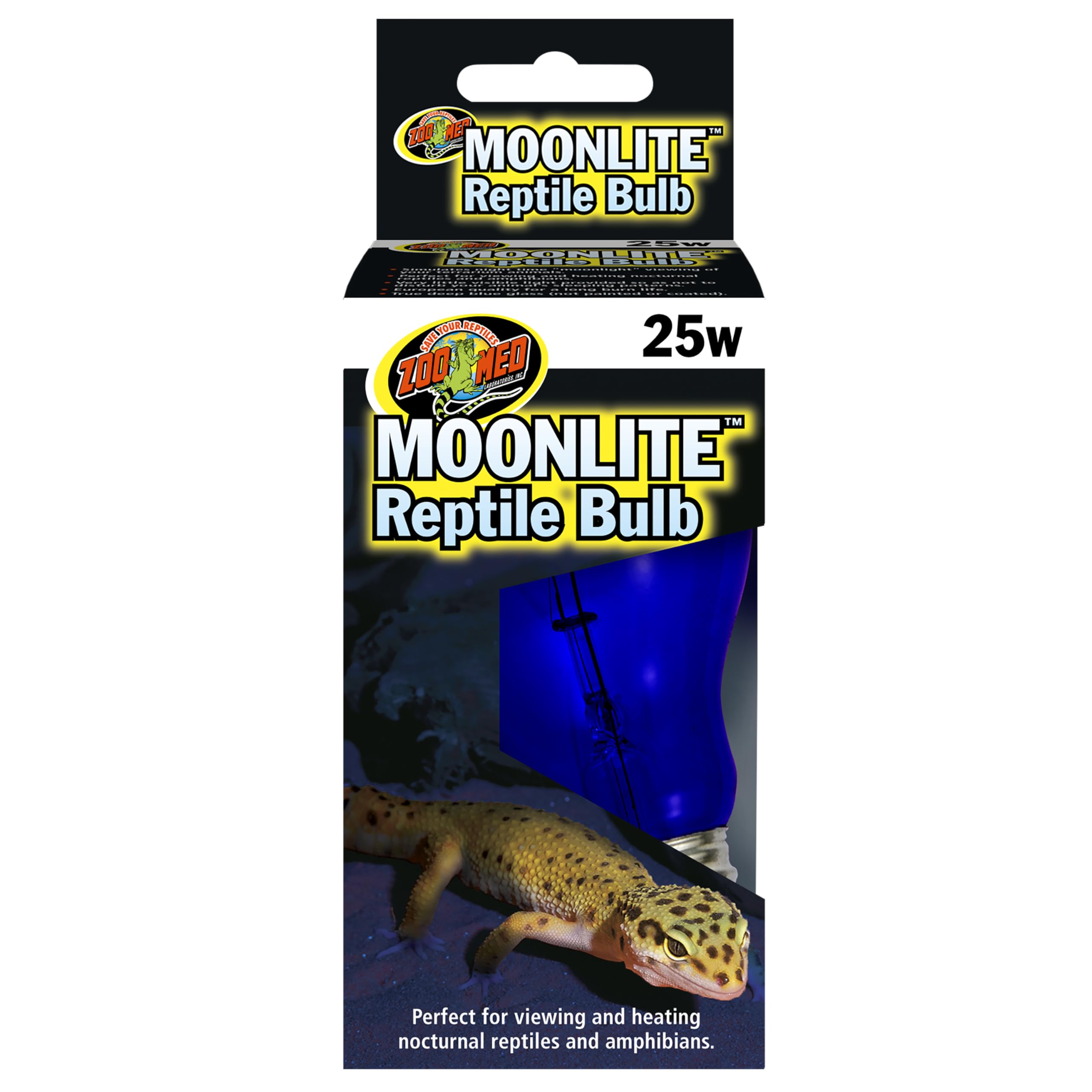Zoo Med bombilla luna para reptiles, iluminación nocturna suave para observar sin perturbar su sueño