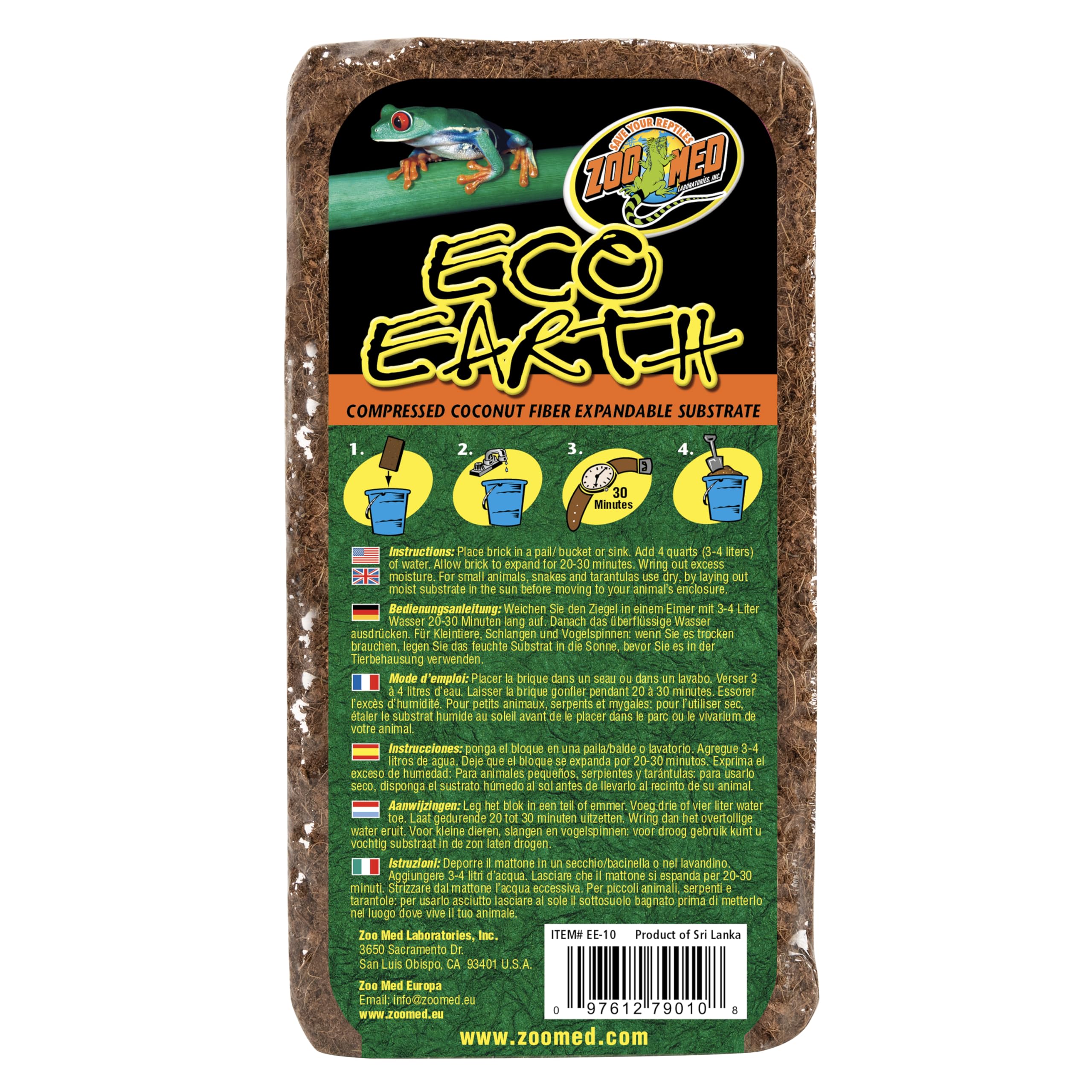 Zoo Med Eco Earth sustrato para reptiles.