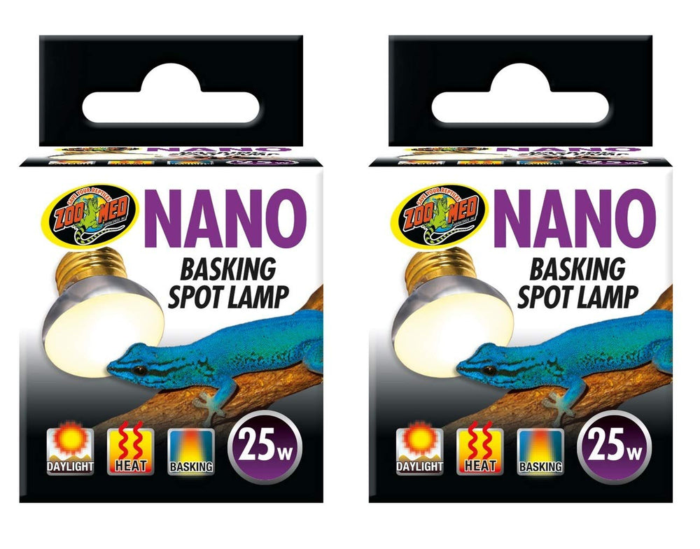 Lampara Zoo Med nano 25W para calentamiento, ideal para terrarios pequeños.