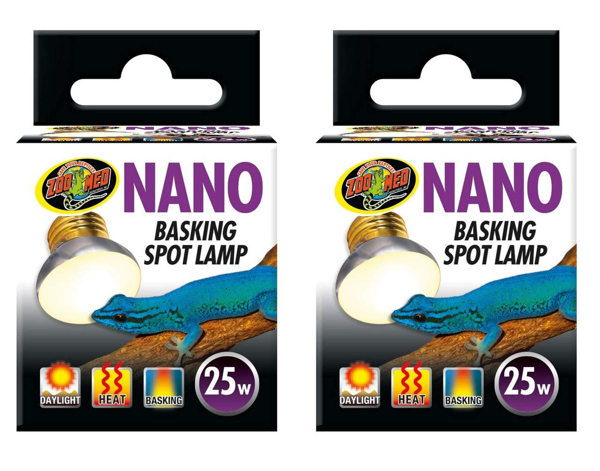 Lampara Zoo Med nano 25W para calentamiento, ideal para terrarios pequeños.