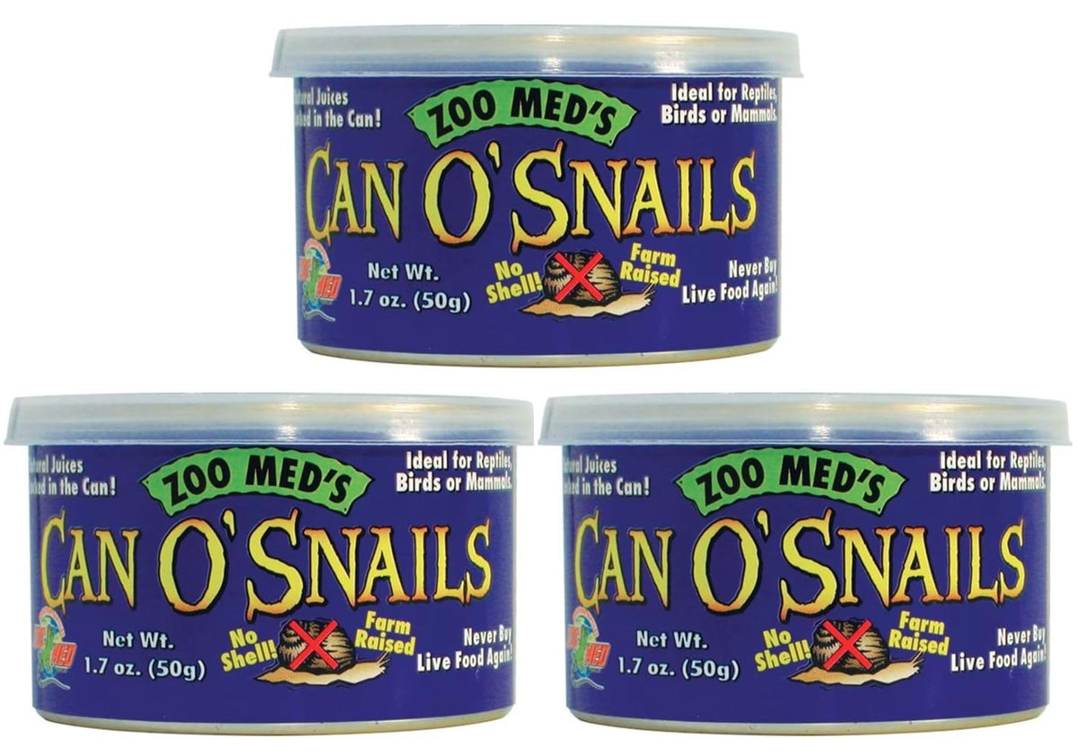 Zoo Med Can O' Snails: caracoles medianos sin caparazón, ideal como snack para reptiles pequeños.