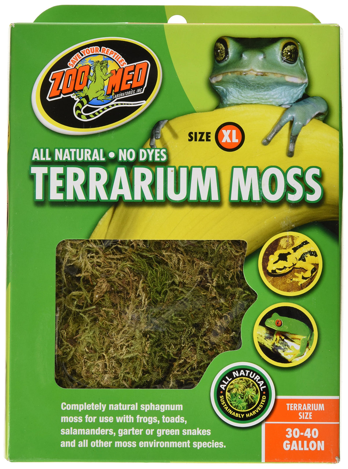  Zoo Med musgo para terrario 30-40 galones, sustrato natural que mantiene la humedad