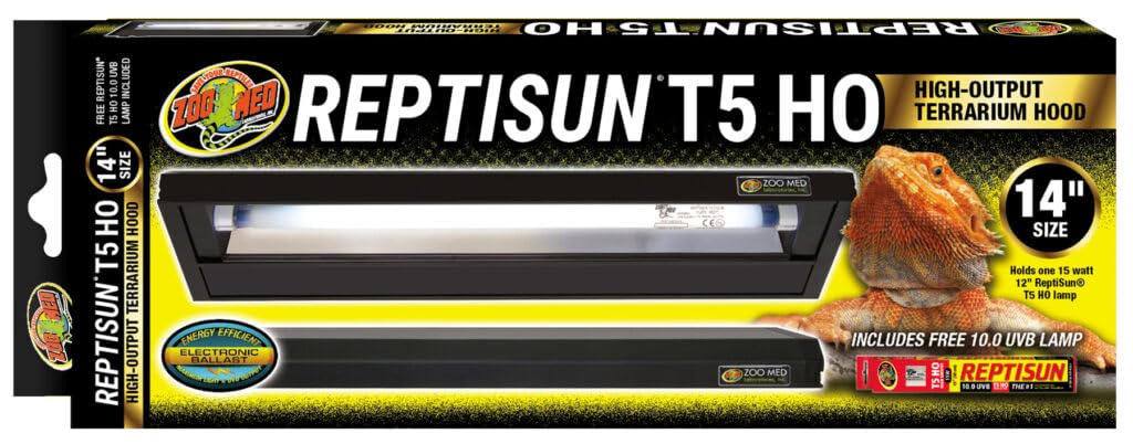Zoo Med ReptiSun T5 HO: campana terrario UVB 10.0 para reptiles, iluminación amplia y equilibrada.