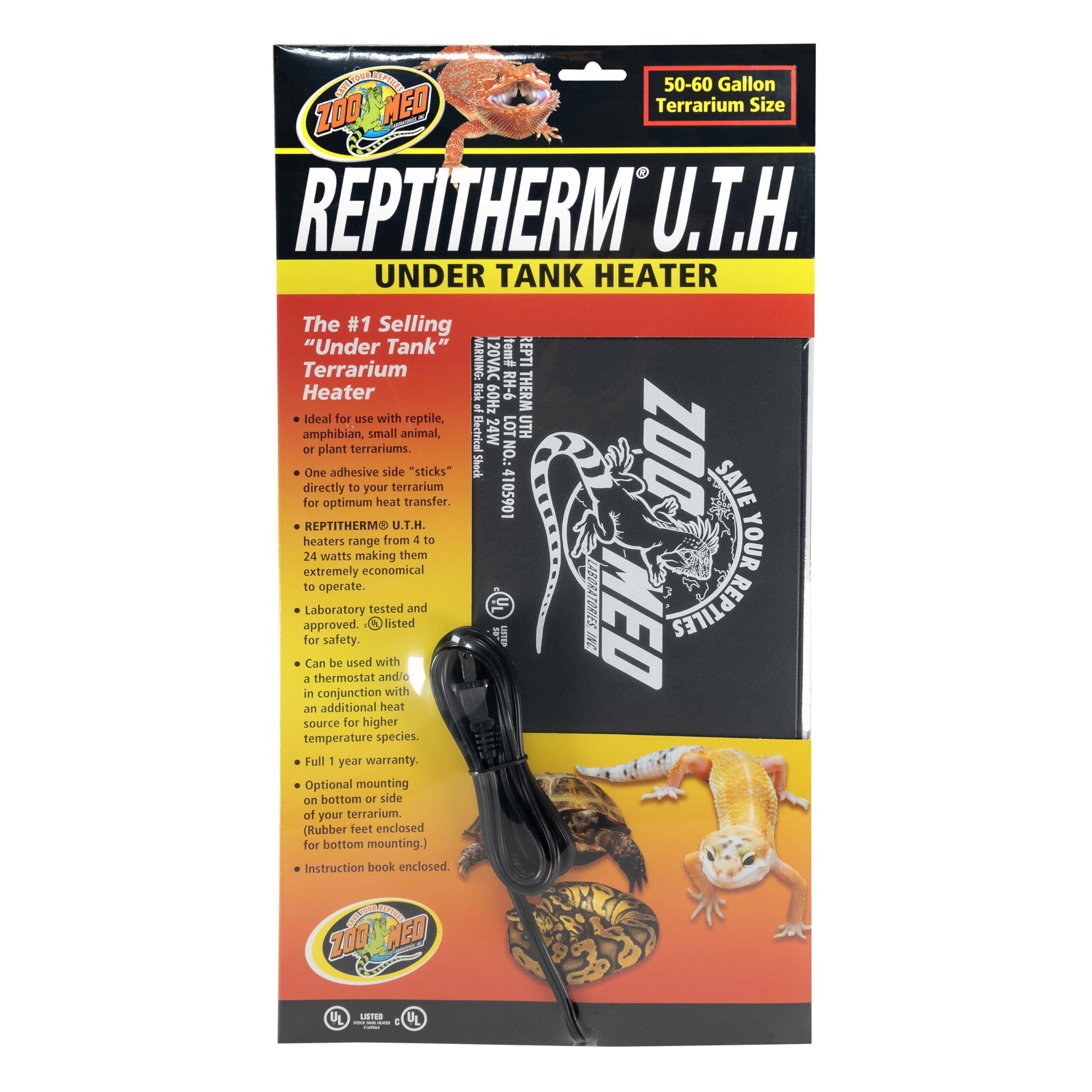 Zoo Med Reptitherm, vista frontal, calor constante para terrario.