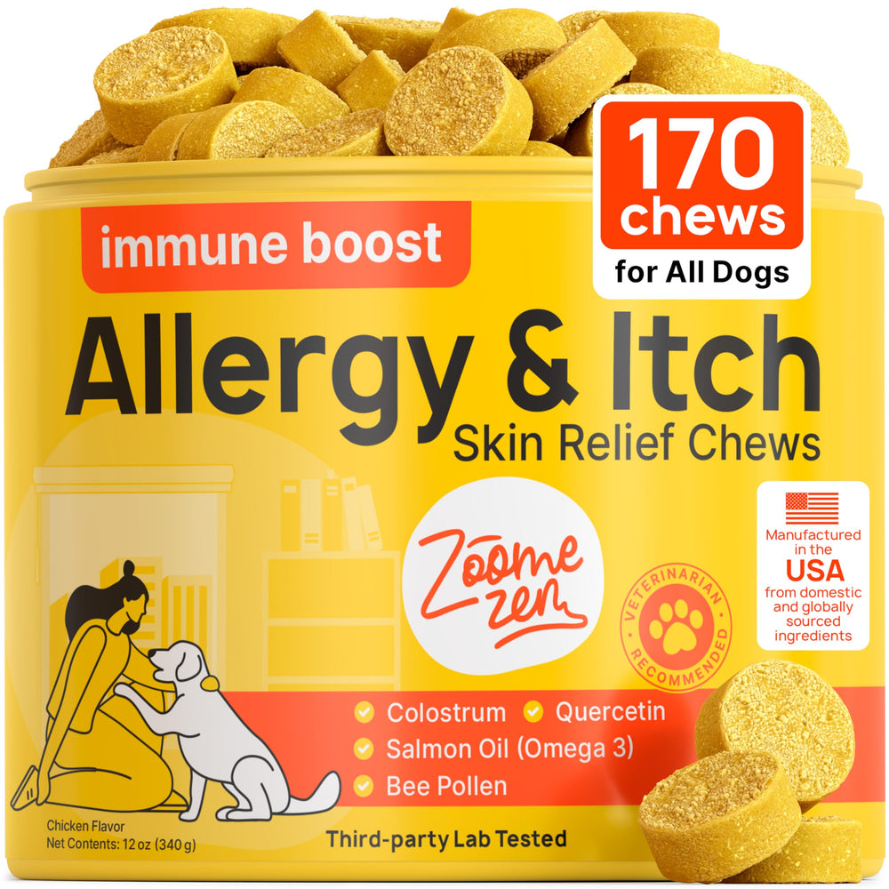 Zoomezen alergia perros: masticables 170 piezas, alivio suave de picazón