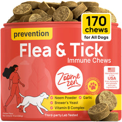 Zoomezen pastillas antipulgas para perros, sabor pollo; fácil de administrar.