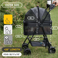 Zoosky 3 en 1 paseador con carrito removible para transporte cómodo