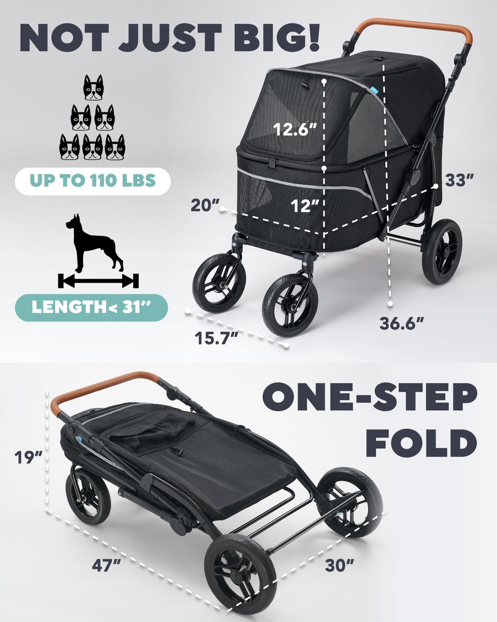 Interior amplio de Zoosky para perros grandes, perfecto para múltiples mascotas.