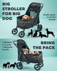 Zoosky carrito para perros grandes, ventana de malla superior para interacción durante el paseo.