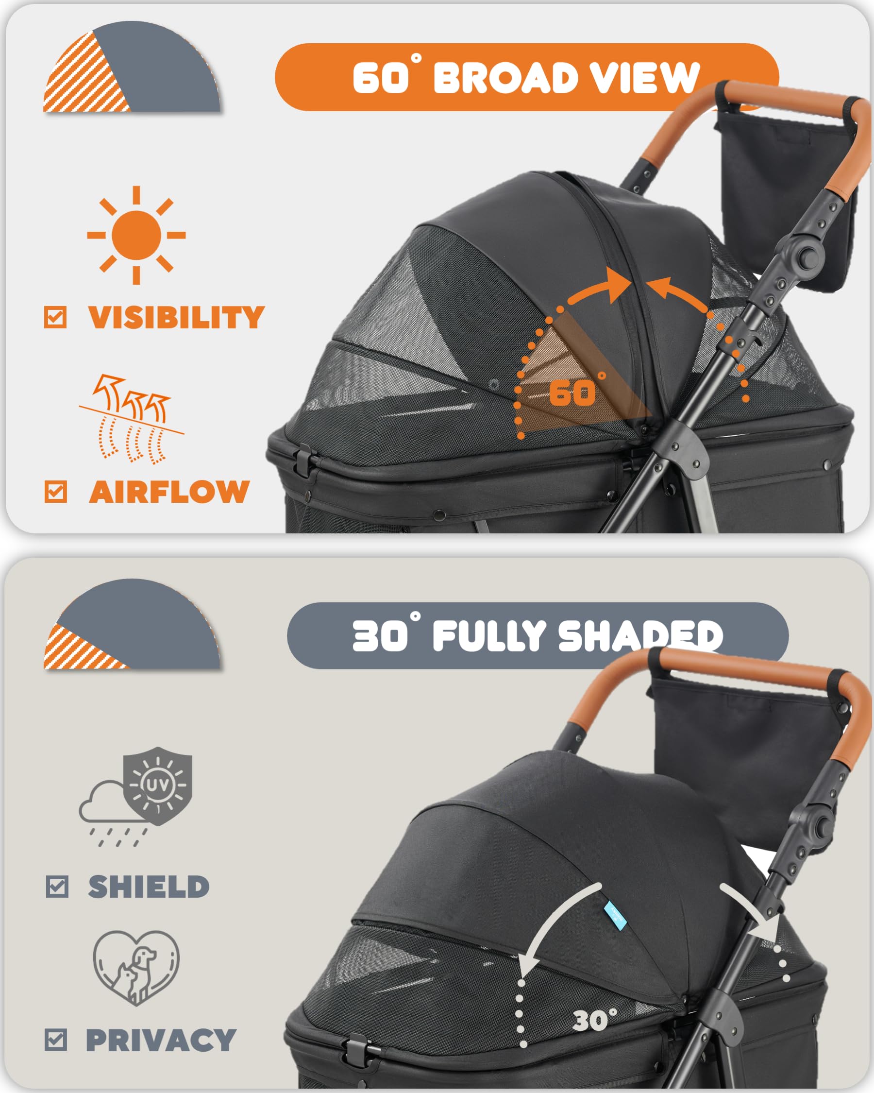 Zoosky dosel con sombra versátil protege del sol para mayor confort.