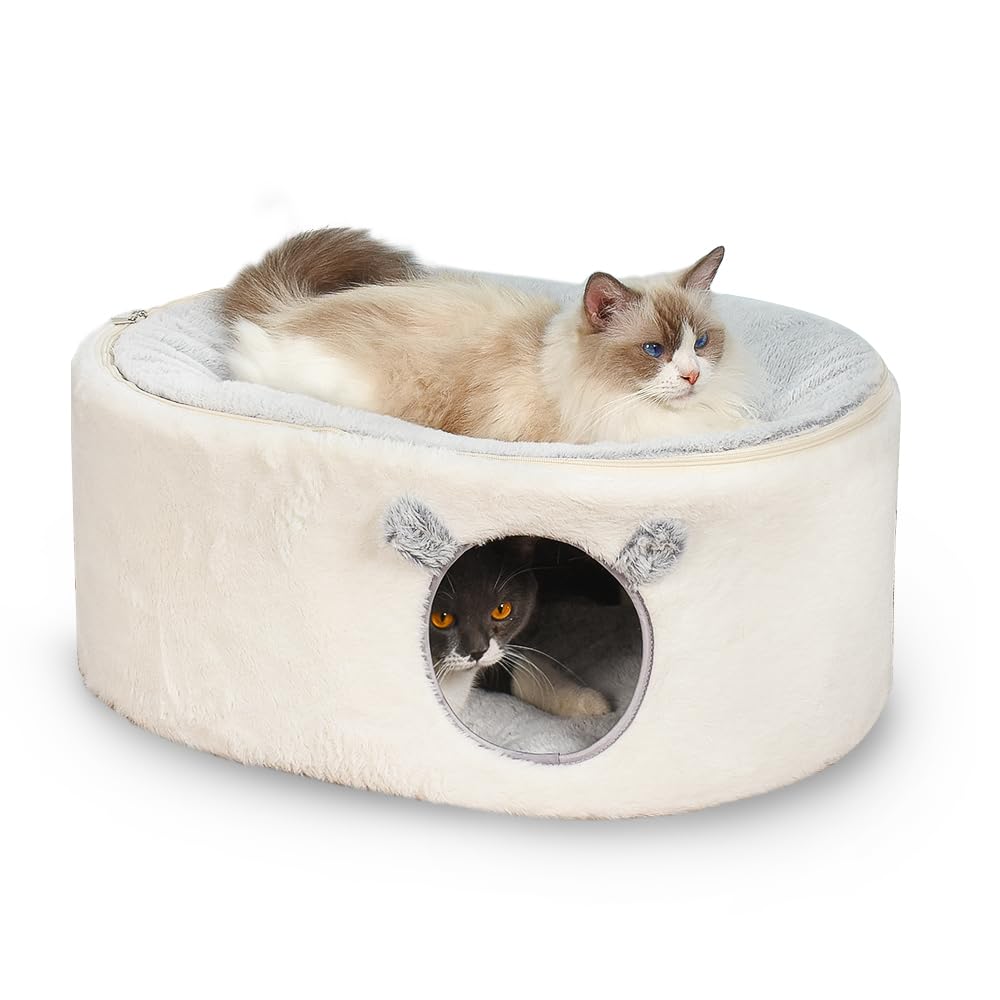 Cama Zoratoo para gatos: cueva ovalada ofrece refugio cálido para siestas tranquilas