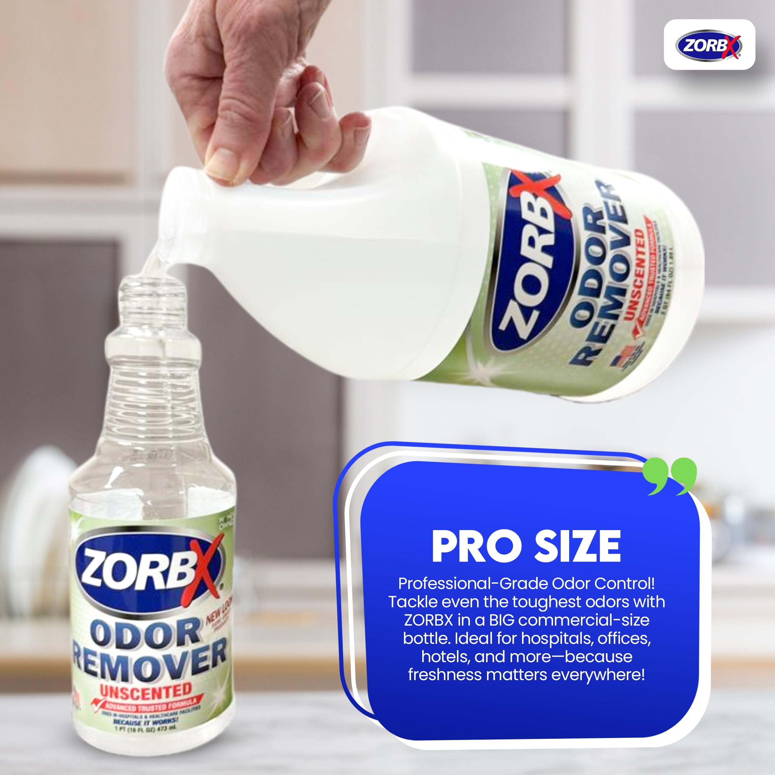 ZORBX Eliminador de Olores sin fragancia, pulverizador para uso diario.