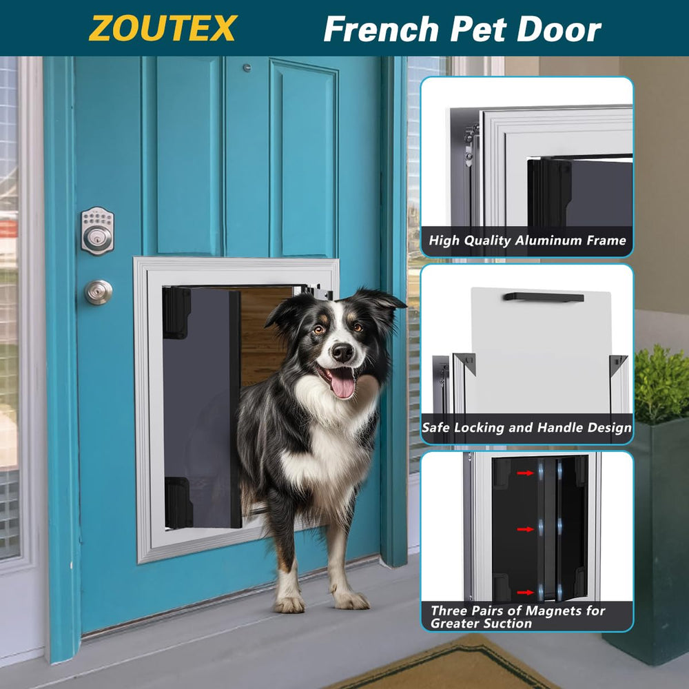 ZOUTEX Puerta para Perros Grande, paneles azules translúcidos con protección ultravioleta