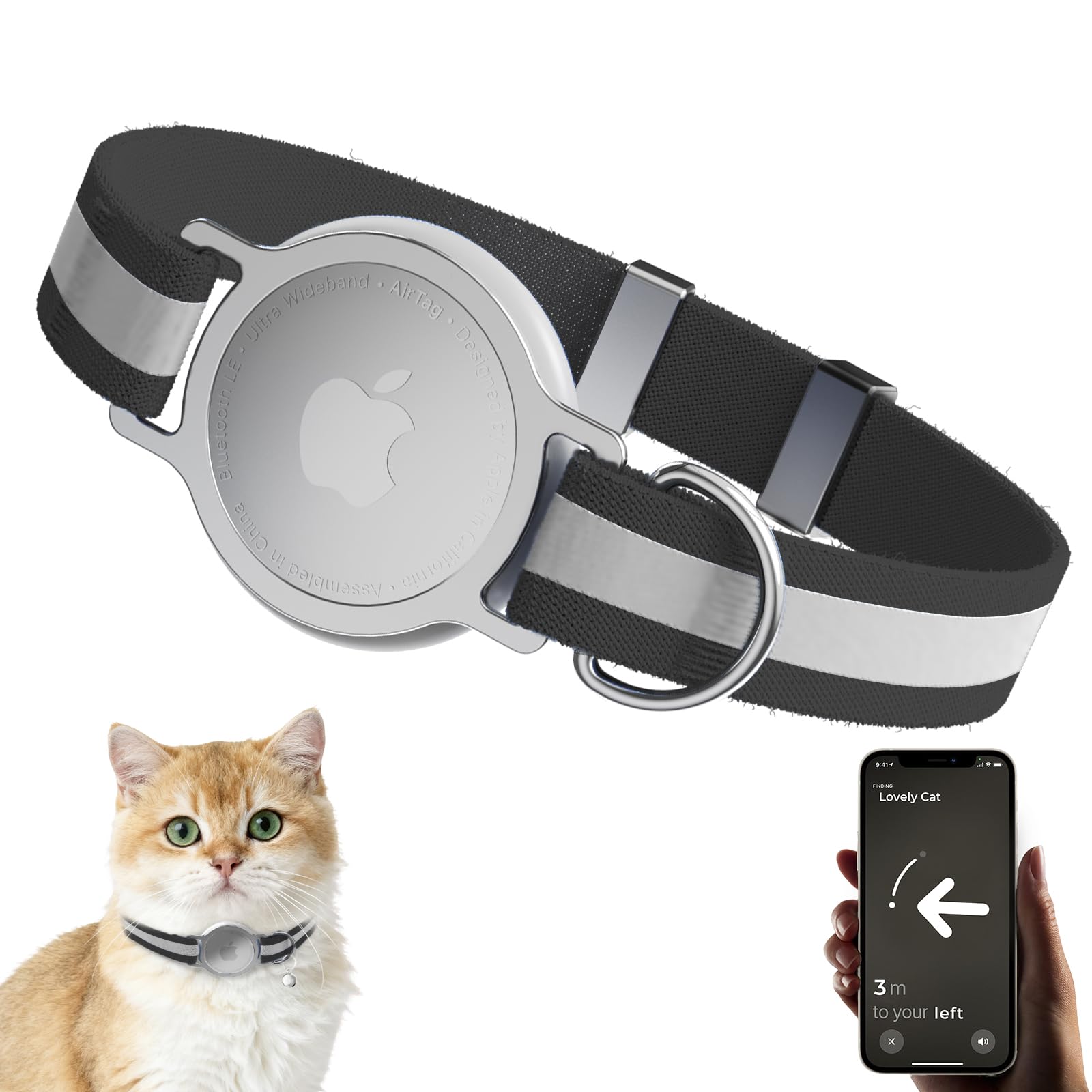 Collar AirTag de ZOWPET para gatos, ligero y cómodo para paseos diarios.