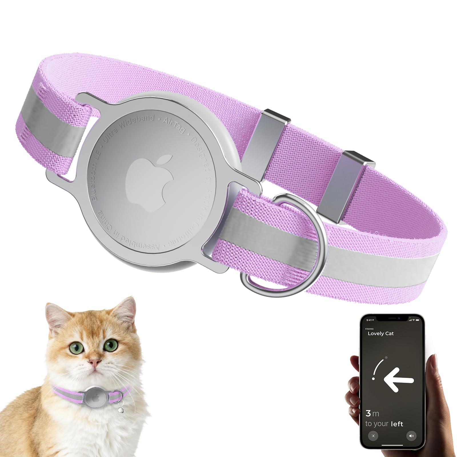 ZOWPET AirTag Gato Collar con soporte integrado para ubicación confiable.