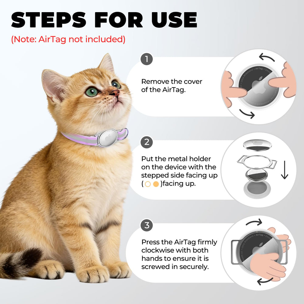 ZOWPET AirTag Gato Collar resistente a rayaduras para uso diario.