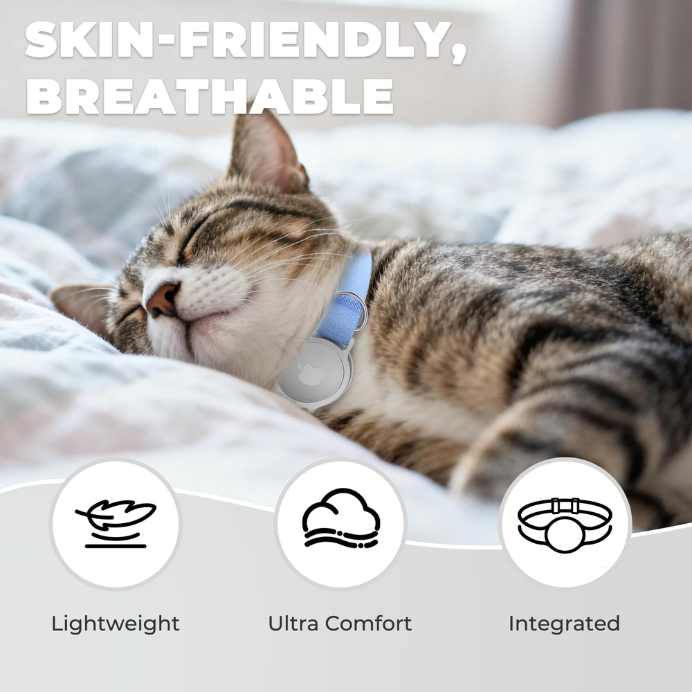 zowpet airtag collar azul para gatos, estilo y visibilidad