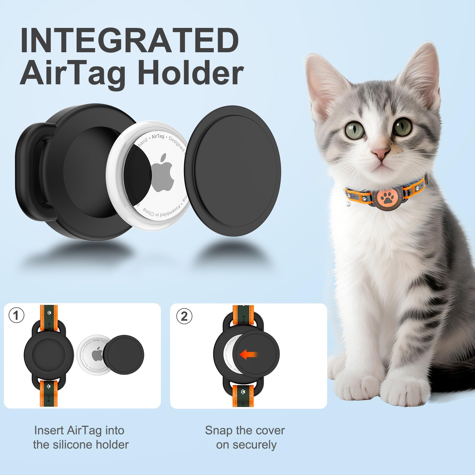 ZOWPET paquete incluye collar y dos campanillas desmontables para gatos
