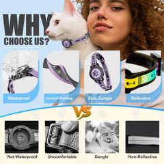 ZOWPET collar reflectante con campana, mejor visibilidad nocturna para gatos