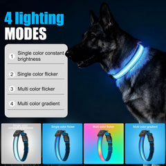 ZOWPET collar LED con modos de iluminación para diversas situaciones.