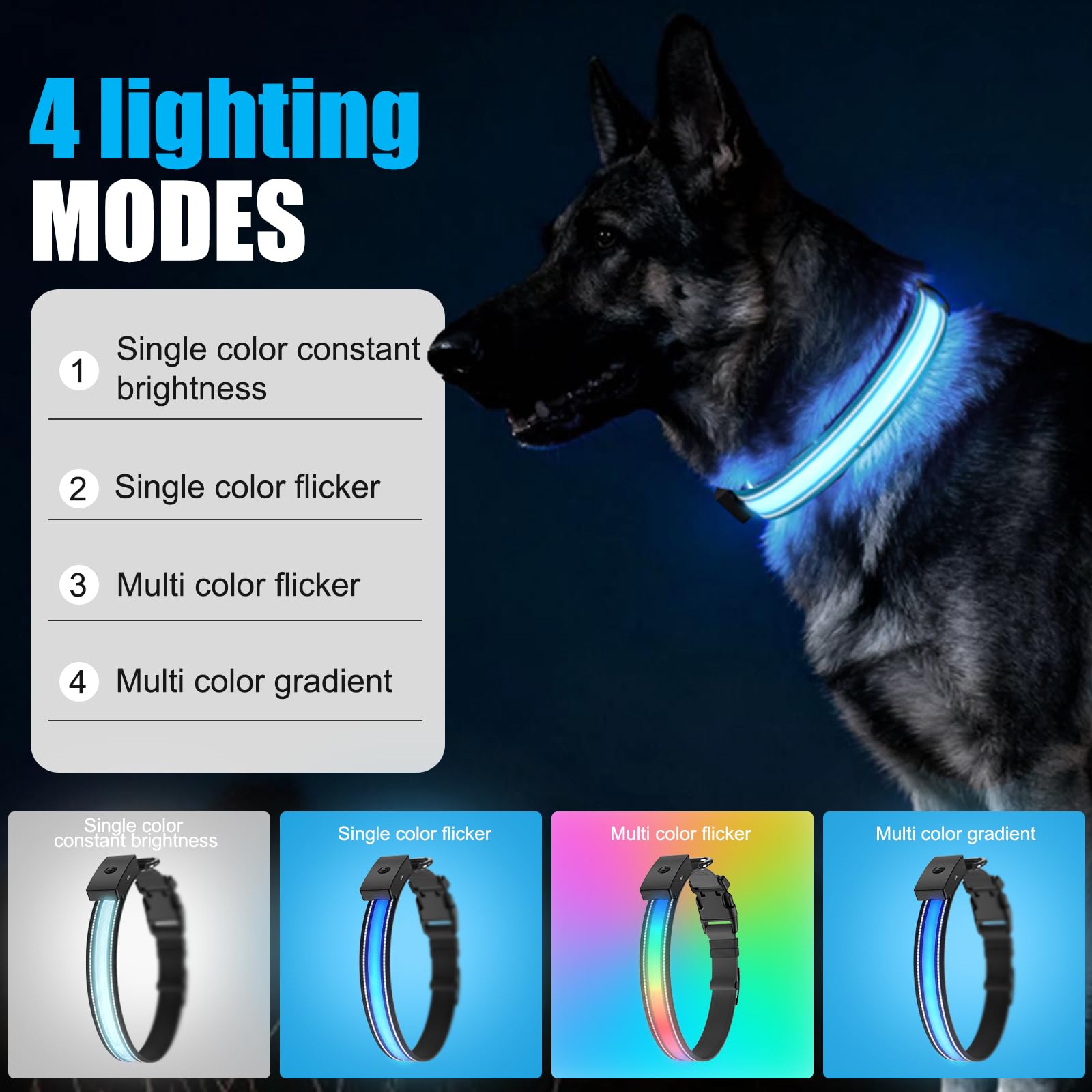ZOWPET collar LED ofrece visibilidad de 1.600 pies para localizar al perro.