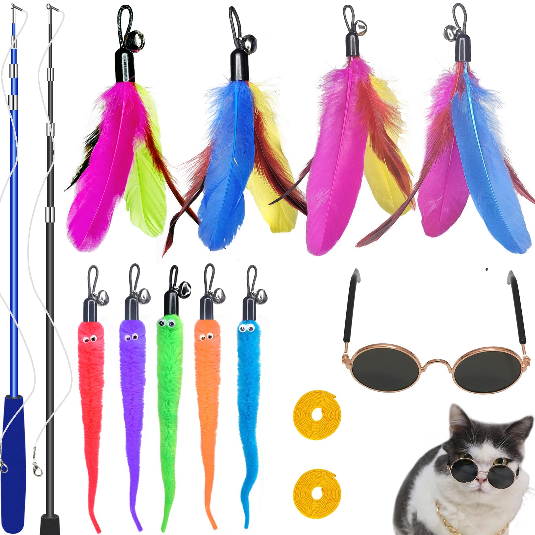 Juguetes ZPH para gatos: varita retráctil de 2 piezas, ideal para ejercicio.