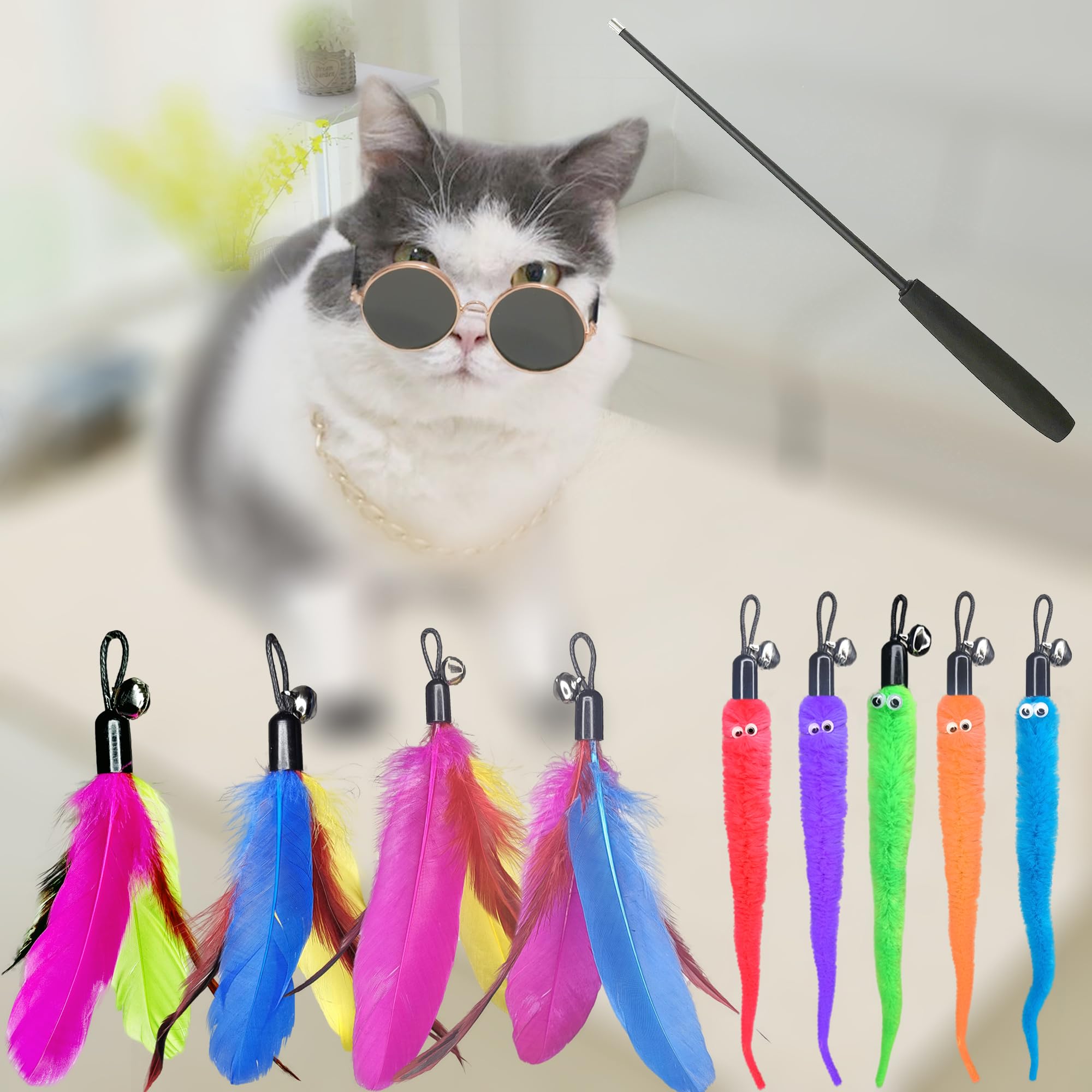 Juguetes teaser ZPH para gatos, 9 piezas para cazar y perseguir.