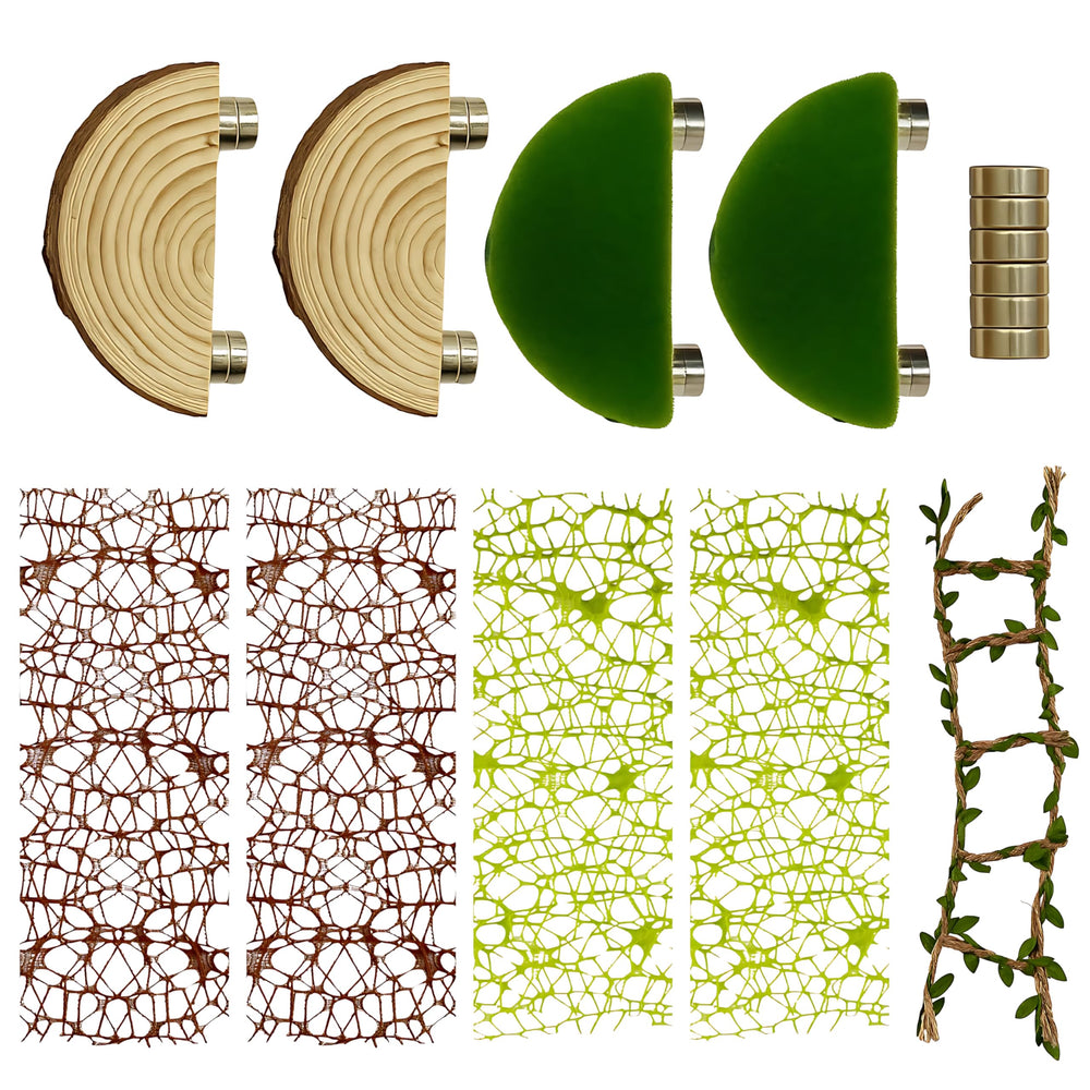 ZREVSB plataforma de madera natural para arañas saltarinas, base estable para descanso y exploración.