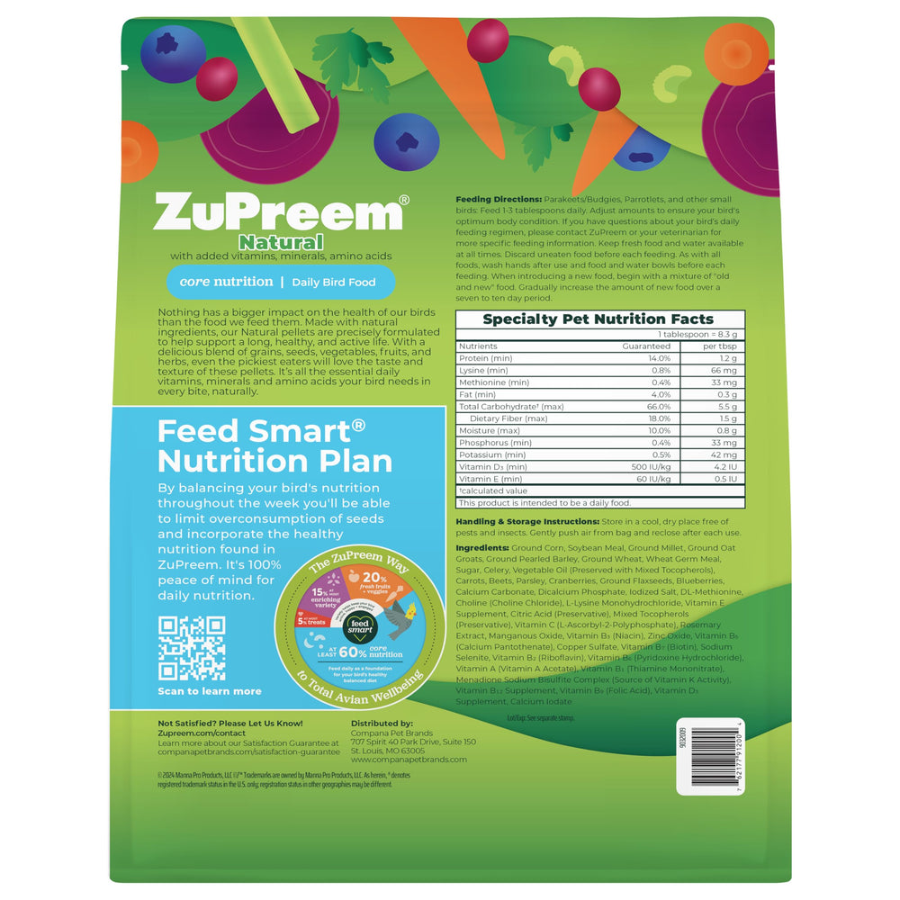 Ave comiendo ZuPreem Pellets para nutrición completa
