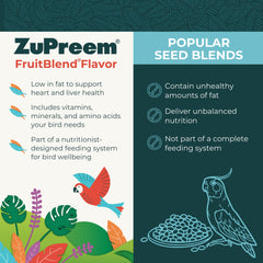 ZuPreem FruitBlend, elaborado en USA para psitácidos, con nutrientes esenciales.