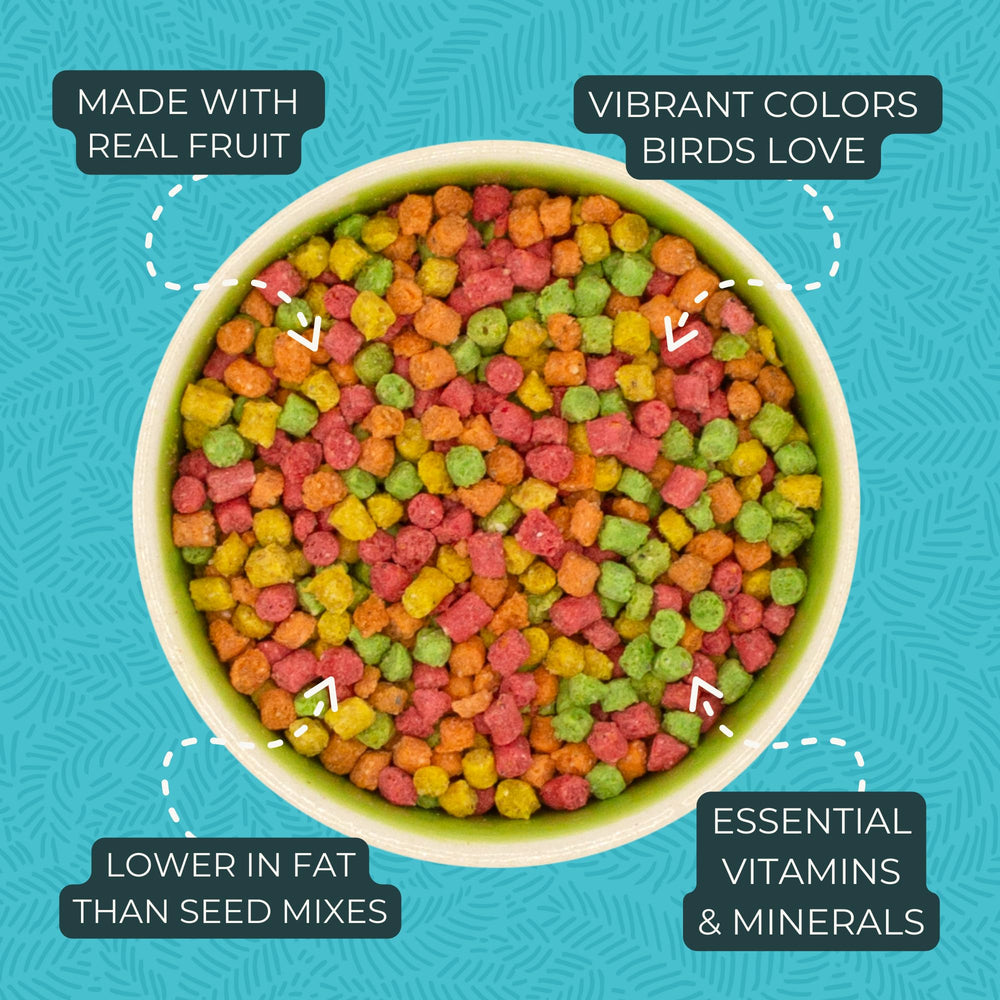 Paquete de 2 libras de ZuPreem FruitBlend para alimentación continua.
