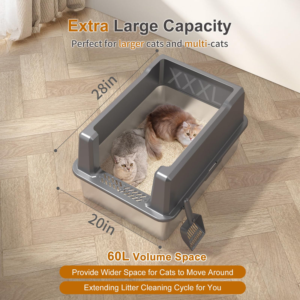 Zuqqony caja de arena antiadherente de acero inoxidable, fácil de limpiar y mantener.