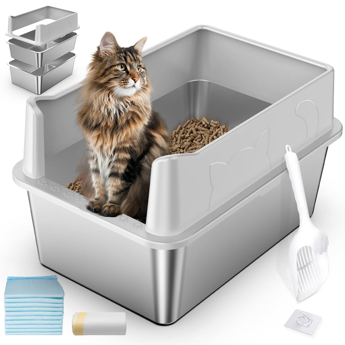 Zuqqony caja de arena de acero inoxidable con criba para filtrado rápido y limpieza eficiente.